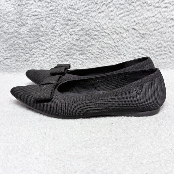 Vivaia Addriane Womens Size 7.5 Pointed Toe Bow Flats Black Knit - Picture 4 of 10
